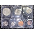 S A MINT UNCIRCULATED SET 1967 ENGLISH & AFRIKAANS -- SILVER R1 TO 1 CENT - SEALED FROM SA MINT
