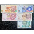 COMPLETE SET OF CL STALS & DECIMALS R200 TO R10 SECOND ISSUE 1994 UNC (1 BID TAKES ALL)