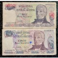 ARGENTINA SET 10 PESOS & 5 PESO (1 BID TAKES ALL)