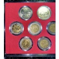 COMPLETE SET OF COMMEMORATIVE R5 COINS 1994 TO 2021 IN LOVELY DISPLAY CASE EACH COIN IN CAPSULE