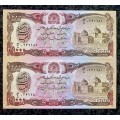 AFGHANISTAN 1000 AFGHANS IN SEQUENCE 231180-181 -- 1979 UNC(1 BID TAKES ALL)