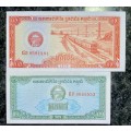 CAMBODIA SET 0.50 RIEL & 0.10 RIEL 1979 UNC(1 BID TAKES ALL)