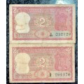 INDIA SET 2 RUPEE TWO DIFFERENT SIGNATURES ND(1 BID TAKES ALL)