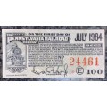 U S A PENNSYLVANIA RAILROAD COMPANY COUPON $21.25 DOLLARS JULY 1984