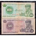 ANGOLA SET 100 KWANZA 1976 & 50 KWANZA 1979 (1 BID TAKES ALL)
