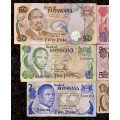 BOTSWANA SET 50 PULA - 20 PULA - 10 PULA - 5 PULA - 2 PULA & 1 PULA 2000-2010 ND(1 BID TAKES ALL)
