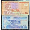 NAMIBIA 10 DOLLARS HENDRIK WITBOOI  & 20 DOLLARS 2015(1 BID TAKES ALL)