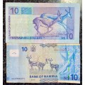 NAMIBIA TWO DIFFERENT 10 DOLLARS (1 BID TAKES ALL)