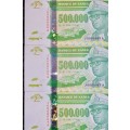 ZAIRE 500,000 ZAIRES - VERY LOW NO - IN SEQUENCE J0000064-066 UNC 1996(1 BID TAKES ALL)
