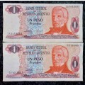 ARGENTINA 1 PESOS IN SEQUENCE73.163.804-803A - 1983-1984 ND (1 BID TAKES ALL)