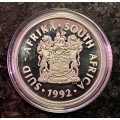 SOUTH AFRICA PROOF SILVER 1OZ - R2 - 1992 COIN TECHNOLOGY .925 SILVER COMES IN CAPSULE
