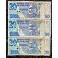 ZIMBABWE 20 DOLLARS 2020 ( BID PER NOTE)
