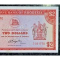 RHODESIA REPLACEMENT 2 DOLLARS 1979 -- X/1 - 051770 UNC WTM ZIM BIRD