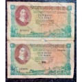 SET OF R10 NOTES BOTH GOVERNORS MH DE KOCK 1961 & G RISSIK 1962(1 BID TAKES ALL)