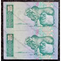 GPC DE KOCK R10 IN SEQUENCE C879 /474496-497 UNC 3RD ISSUE 1984(1 BID TAKES ALL)