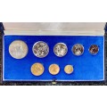 S A MINT PROOF SET 1977 WITH SILVER R1 TO 1/2 CENT IN BLUE S A MINT BOX WITH ORIGINAL COVER