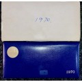 S A MINT PROOF SET 1970 WITH SILVER R1 TO 1/2 CENT IN BLUE S A MINT BOX WITH ORIGINAL COVER
