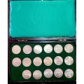 S A UNION SILVER COLLECTION 5 SHILLINGS 1947 TO 1964 IN LOVELY DECORATIVE CROWN CASE SILVER CROWNS