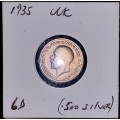 GREAT BRITAIN SILVER 6D SIXPENCE 1935 IN COIN FLIP