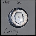 GREAT BRITAIN SILVER 1 SHILLING 1908 STERLING SILVER IN COIN FLIP