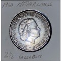 NETHERLANDS SILVER 2 1/2 GULDEN 1960 JULIANA - SILVER VALUE ALONE R195