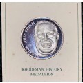 RHODESIA PURE SILVER RHODESIAN HISTORY SENATOR CHIEF CHIRAU 1976 NO 0332 WITH CERT IN ORIGINAL BOX