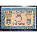 GERMANY - OELDE - 5 MARK 1921 AUNC NOTGELD (EMERGENCY MONEY) - AMAZING ART