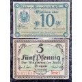 GERMANY - 10 PFENNIG & 5 PFENNIG 1917 & 1918 NOTGELD (EMERGENCY MONEY) - AMAZING ART