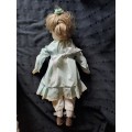 Antique doll, wax head & shoulders half arms & legs, body cloth 45cm