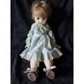 Antique doll, wax head & shoulders half arms & legs, body cloth 45cm
