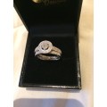9ct White Gold & Diamond Engagement & Wedding Ring Band Set