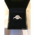 9ct White Gold & Diamond Engagement & Wedding Ring Band Set