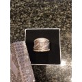Silver Diamond Engagement & Wedding Ring Set - VALENTINE DEAL
