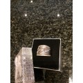 Silver Diamond Engagement & Wedding Ring Set - VALENTINE DEAL