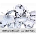 LAGUTTI HOME CONCEPTS - 40 Pieces Stainless Steel Cookware Set