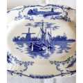 Incredible 1897 Bourne and Leigh Blue and White `Delph Pattern` Large 41x29 English Platter - Marked