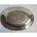 Vintage Heavy and Large Pewter Tray with Engraved Edges