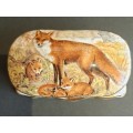 Exceptional Vintage MacDonald Fine Bone China Foxes Trinket Box - Marked