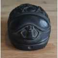 Vintage Hand Carved Stone Sculpture of Egyptian Scarab with Egyptian Details on it`s Back