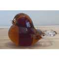 Outstanding Clear, Amber and Red Hand Blown Murano Bird