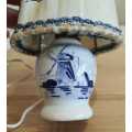 Unusual Vintage Working Delft Lamp with its Shade