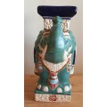 Eye Catching Hand Painted in Enamel Heavy 3.865kg Elephant Pot Plant Stand