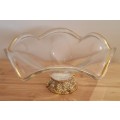 Incredible Scalloped Glass and Gold Coloured Metal Fruit Bowl