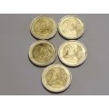 Two Euro coin set (five coins), Europe, Circulated -  As per image - Bid per coin!