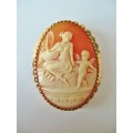 Antique 9K Gold Cameo with Carved Classical Scene