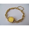 Stunning! Solid Gold Bracelet with 1/10oz Kruger Rand Coin