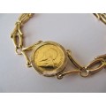 Stunning! Solid Gold Bracelet with 1/10oz Kruger Rand Coin