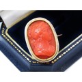 Antique Georgian Period Finely Carved Coral Cameo Brooch
