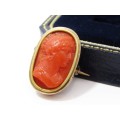 Antique Georgian Period Finely Carved Coral Cameo Brooch