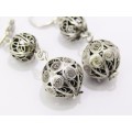 A Gorgeous Pair of Vintage Detailed Design Filigree Ball Earrings in 800 Silver.